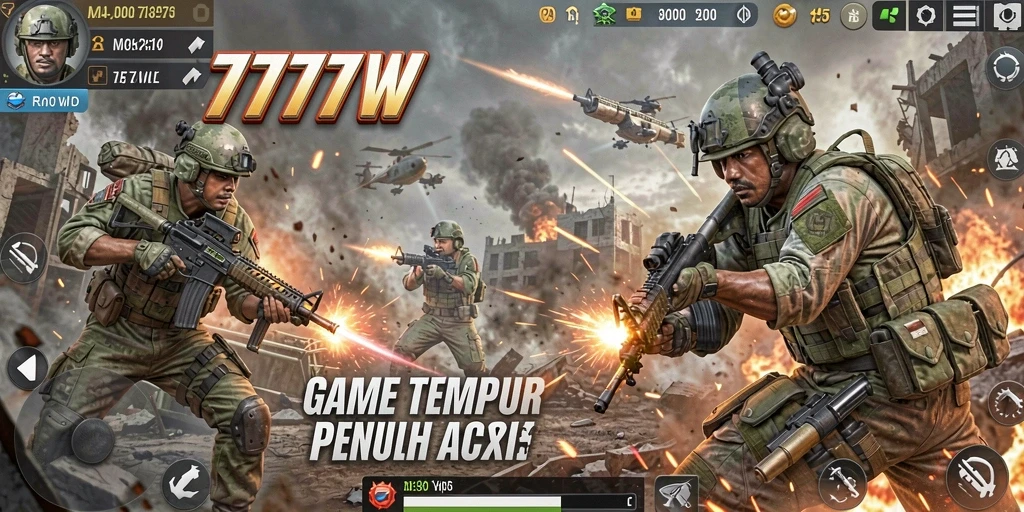Gameplay seru dari 7777W dengan aksi TPS mendebarkan.