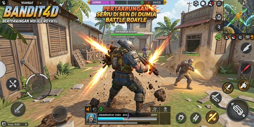 Gameplay BANDIT4D yang mendebarkan dalam pertarungan Battle Royale.
