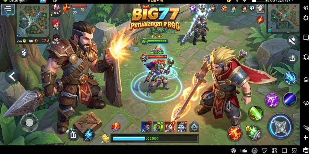 Tangkapan layar gameplay <strong>BIG77</strong> yang menunjukkan aksi pertarungan RPG yang mendebarkan.