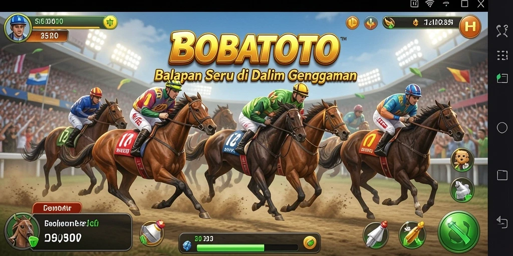 Gambar tampilan gameplay menegangkan BOBATOTO balapan.