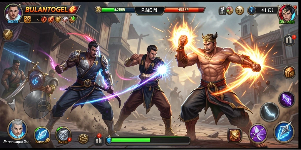 Screenshot gameplay BULANTOGEL menampilkan aksi mendebarkan dalam pertempuran.
