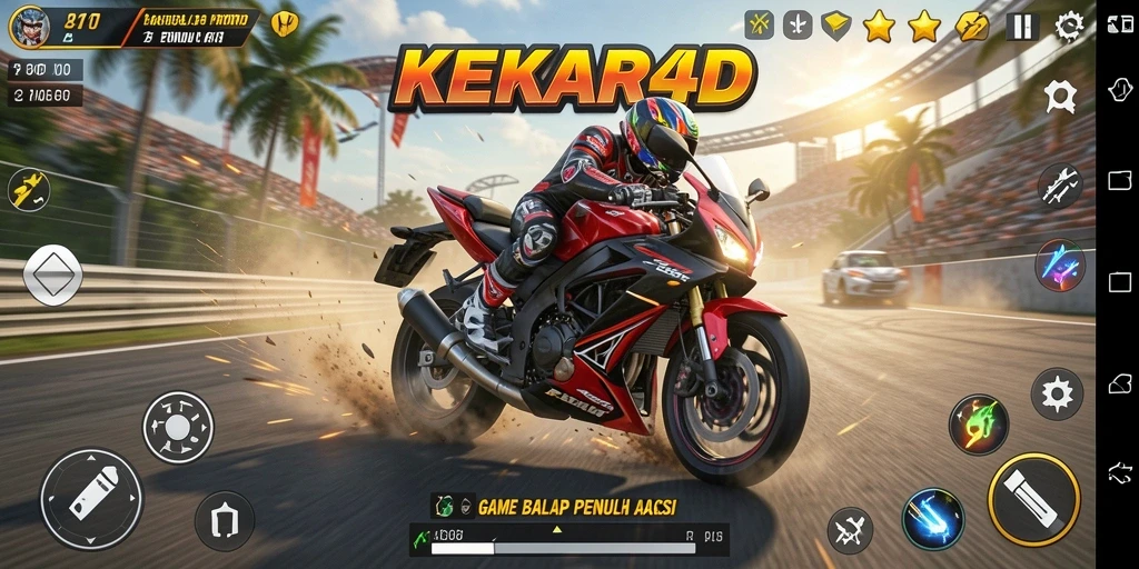 Tampilan gameplay balap motor yang mendebarkan di KEKAR4D.