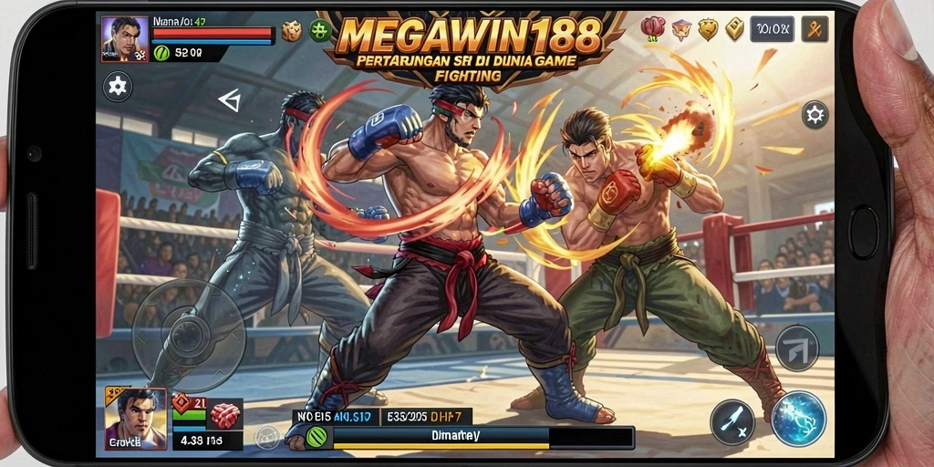 Screenshot gameplay dari MEGAWIN188 menampilkan pertarungan yang mendebarkan.