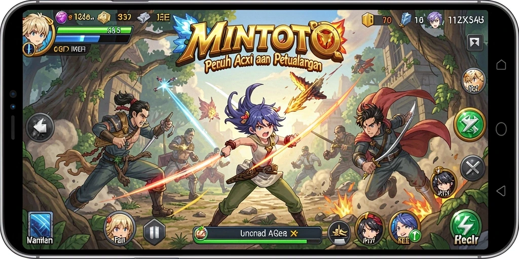 Tampilan gameplay MINTOTO yang menakjubkan dengan karakter Anime.