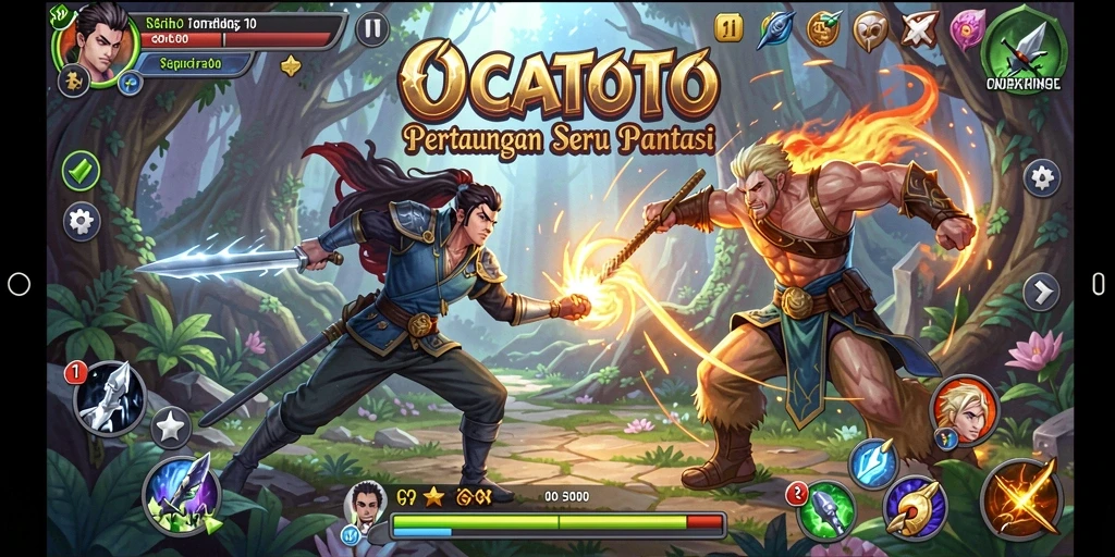 Screenshot menampilkan aksi pertarungan intens dalam OCATOTO.