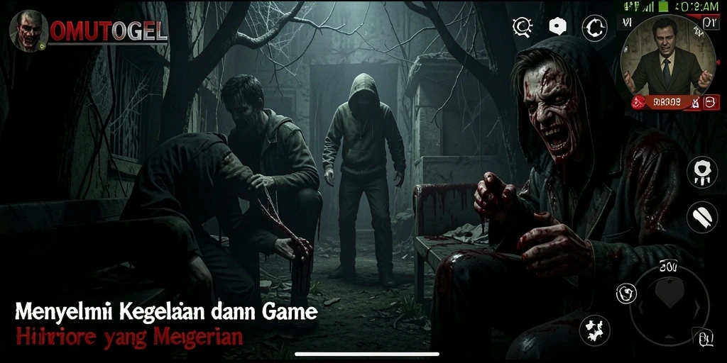 Screenshot utama OMUTOGEL menampilkan aksi mendebarkan dalam suasana Horror.
