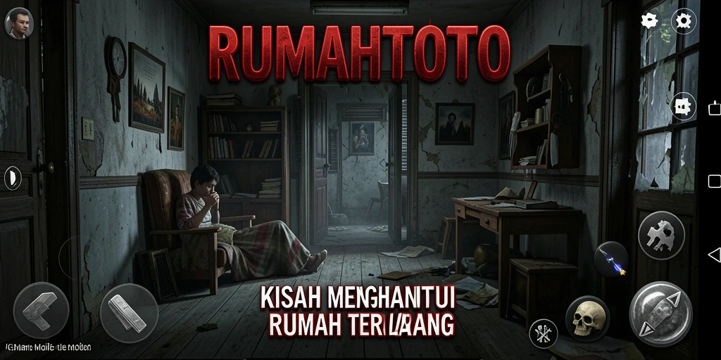 Screenshot gameplay RUMAHTOTO yang menampilkan ketegangan dan kengerian.