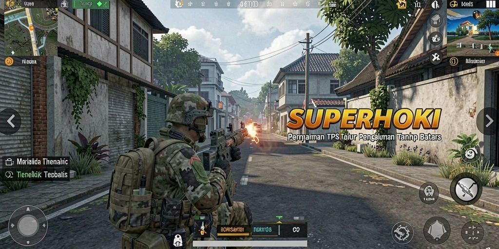 Tampilan gameplay mendebarkan dari SUPERHOKI dengan aksi TPS intens.