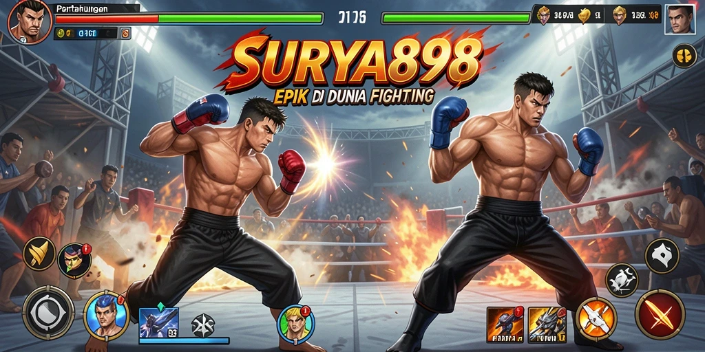 Tampilan gameplay <strong>SURYA898</strong> yang intens dan aksi pertarungan yang mendebarkan.