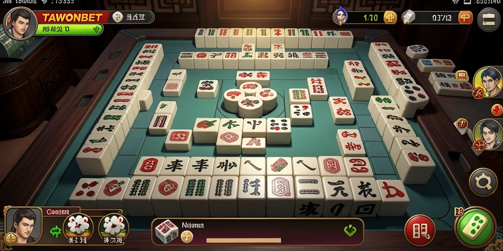 Tampilan menarik dari gameplay Mahjong di TAWONBET.