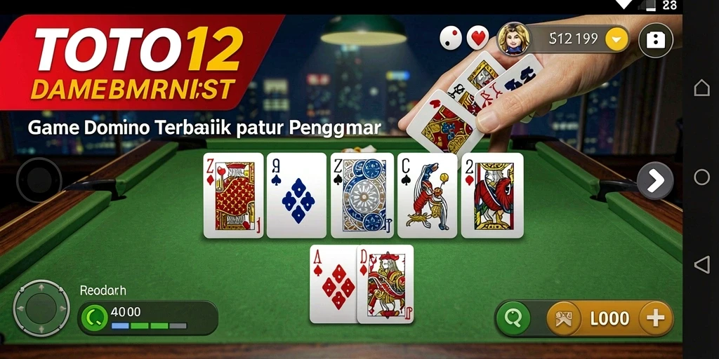 Screenshot TOTO12 menampilkan gameplay domino yang seru dan interaktif.